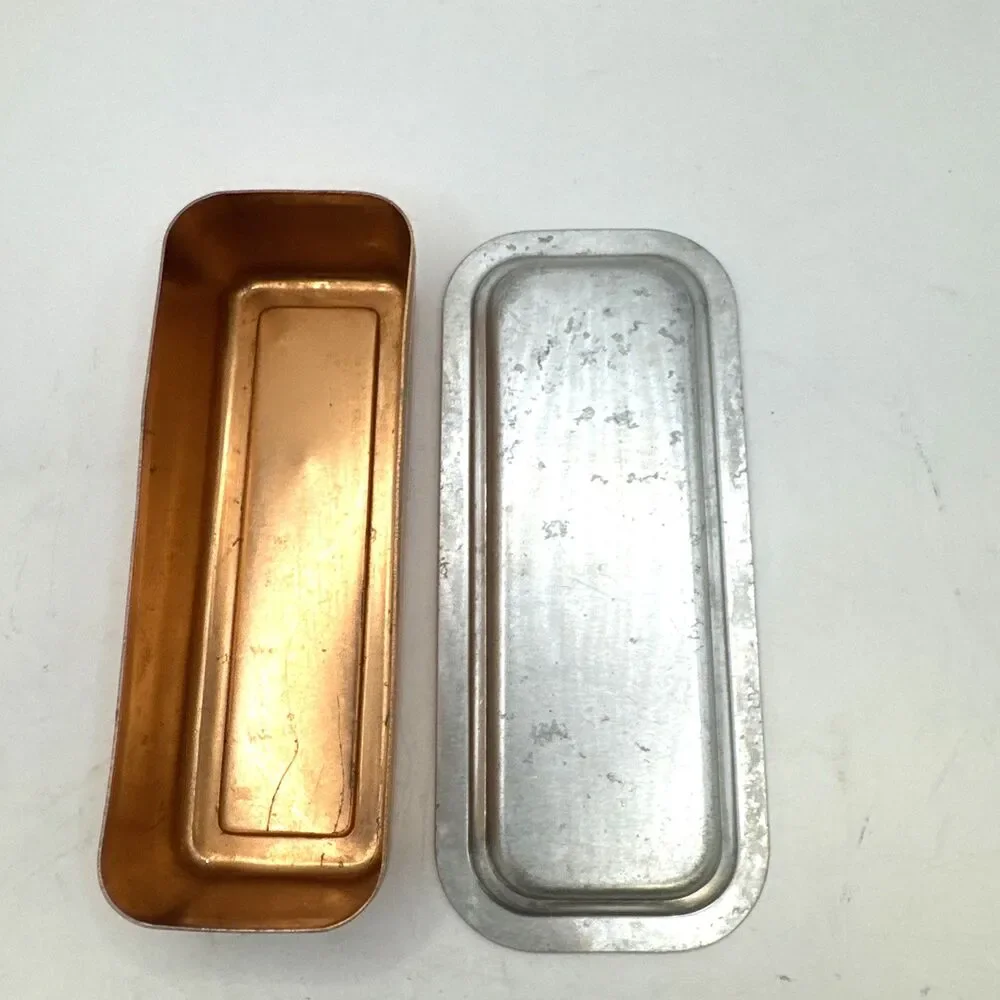 Vintage Copper Covered Butter Dish tin bottom